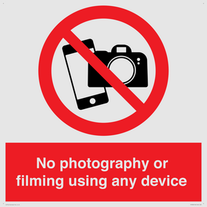 No photography or filming using any device